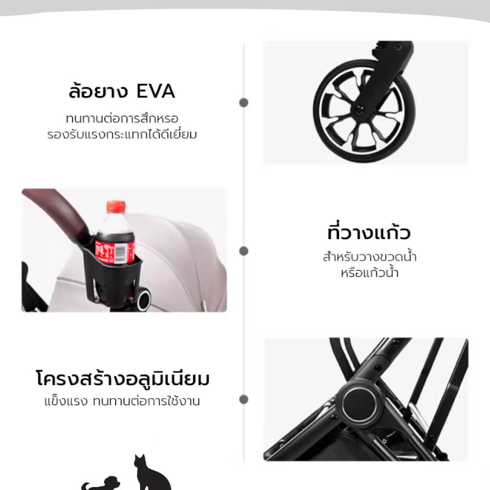 รถเข็นสัตว์เลี้ยง พับอัตโนมัติ BERND Proud Pet Auto Fold - Onyx Black_9
